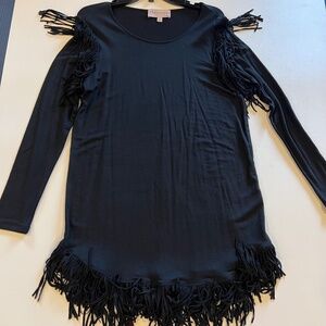 NWOT -EASY FIT FRINGED KNIT DRESS